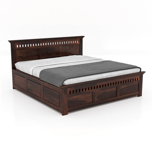 Proadouyn Sheesham Wood Queen Size Bed With Storage (Walnut Finish)