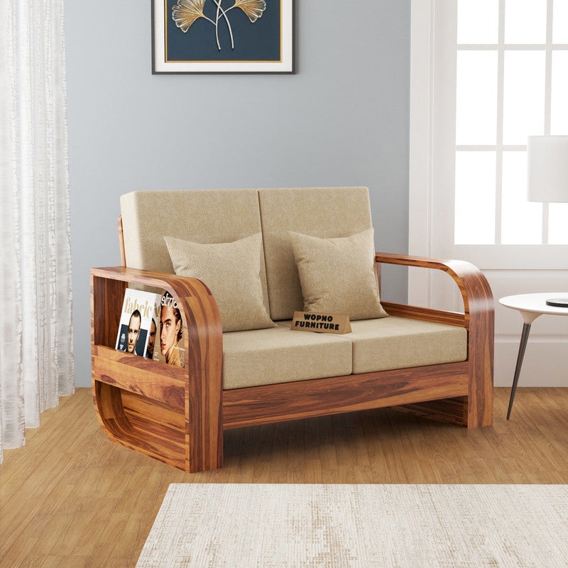 Curve 2 Seater Solid Wood Sofa (Honey Finish)