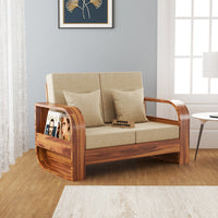 Curve 2 Seater Solid Wood Sofa (Honey Finish)