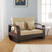 Curve 2 Seater Solid Wood Sofa (Walnut Finish)