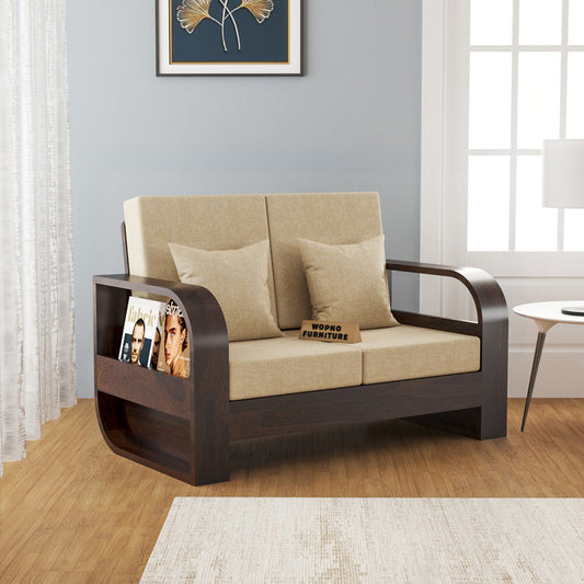 Curve 2 Seater Solid Wood Sofa (Walnut Finish)