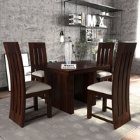 Zephora Hollo Sheesham Wood Dining Set 4 Seater (Walnut Finish)
