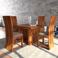 Zephora Hollo Sheesham Wood Dining Set 4 Seater (Honey Finish)