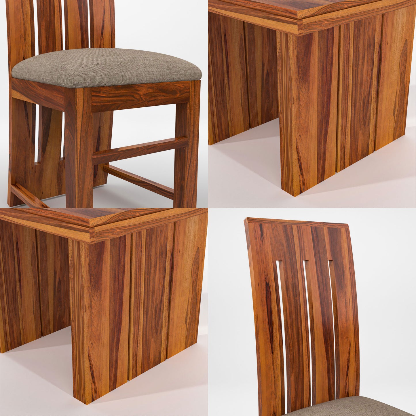 Zephora Hollo Sheesham Wood Dining Set 6 Seater (Honey Finish)