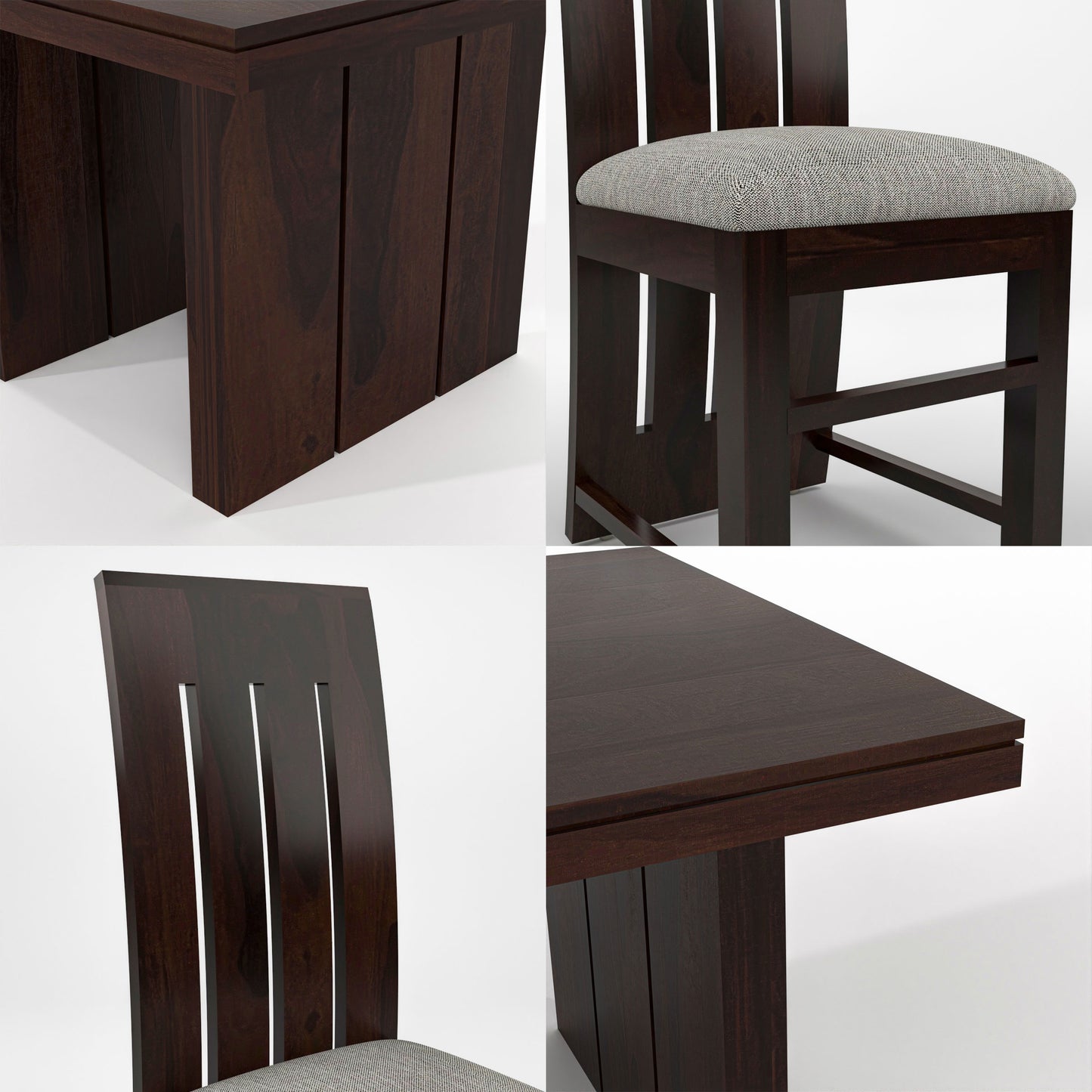 Zephora Hollo Sheesham Wood Dining Set 4 Seater (Walnut Finish)