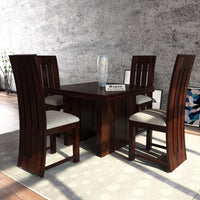 Zephora Hollo Sheesham Wood Dining Set 4 Seater (Walnut Finish)