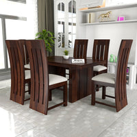 Zephora Hollo Sheesham Wood Dining Set 6 Seater (Walnut Finish)