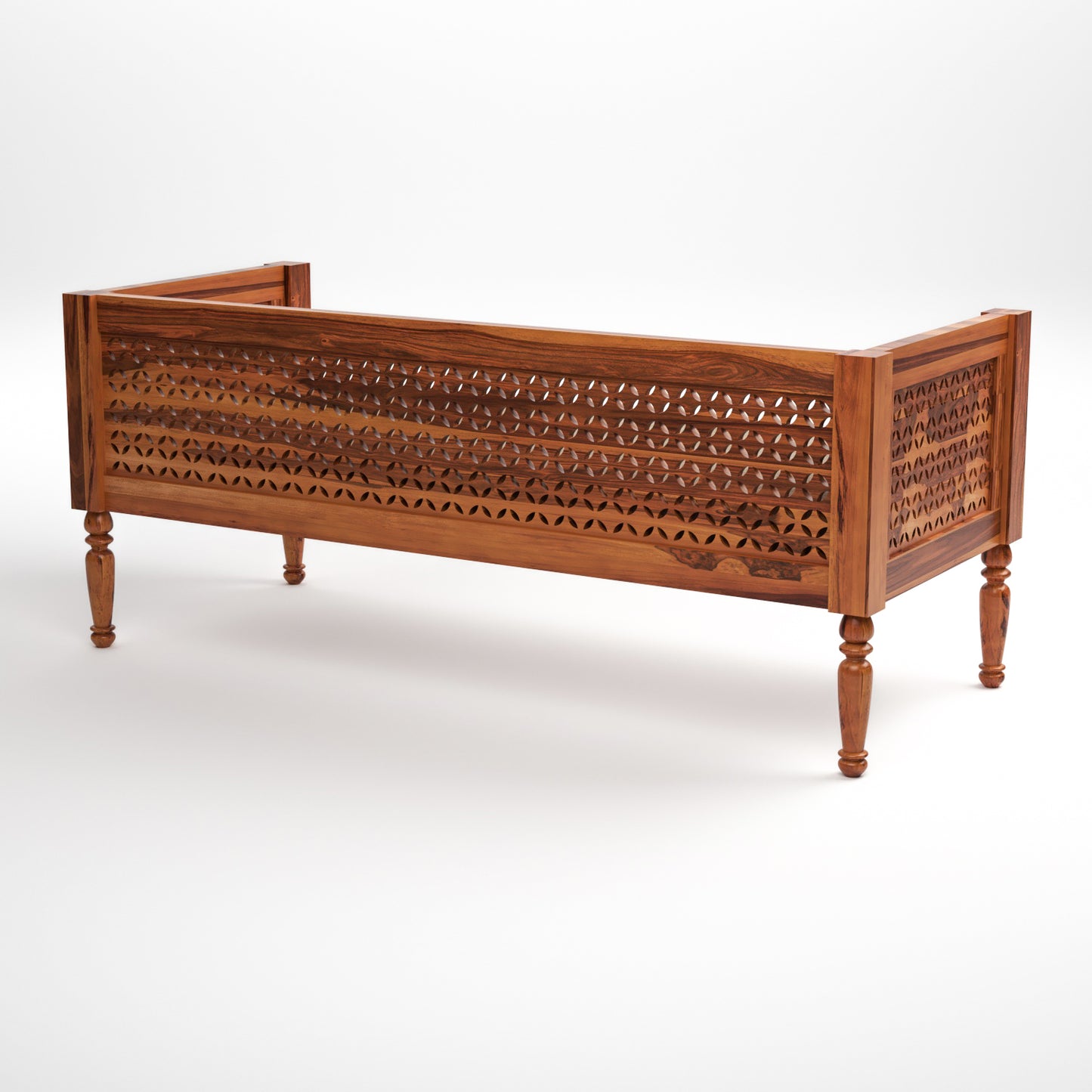 Exrel Solid Sheesham Wooden 3 Seater Sofa (Honey Finish )