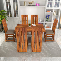Zephora Hollo Sheesham Wood Dining Set 6 Seater (Honey Finish)