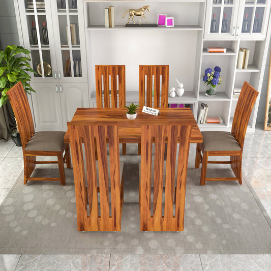 Zephora Hollo Sheesham Wood Dining Set 6 Seater (Honey Finish)