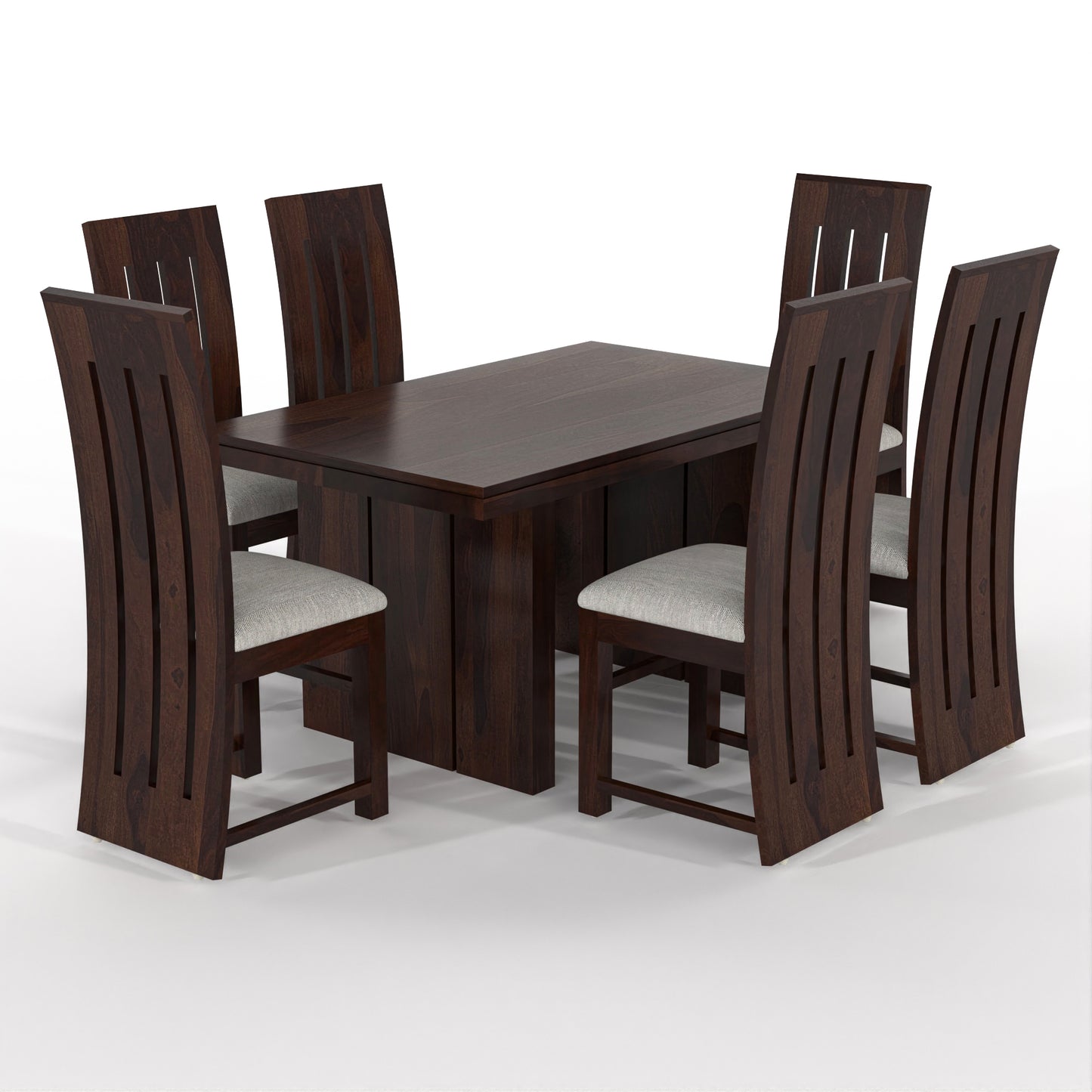 Zephora Hollo Sheesham Wood Dining Set 6 Seater (Walnut Finish)