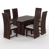 Zephora Hollo Sheesham Wood Dining Set 6 Seater (Walnut Finish)