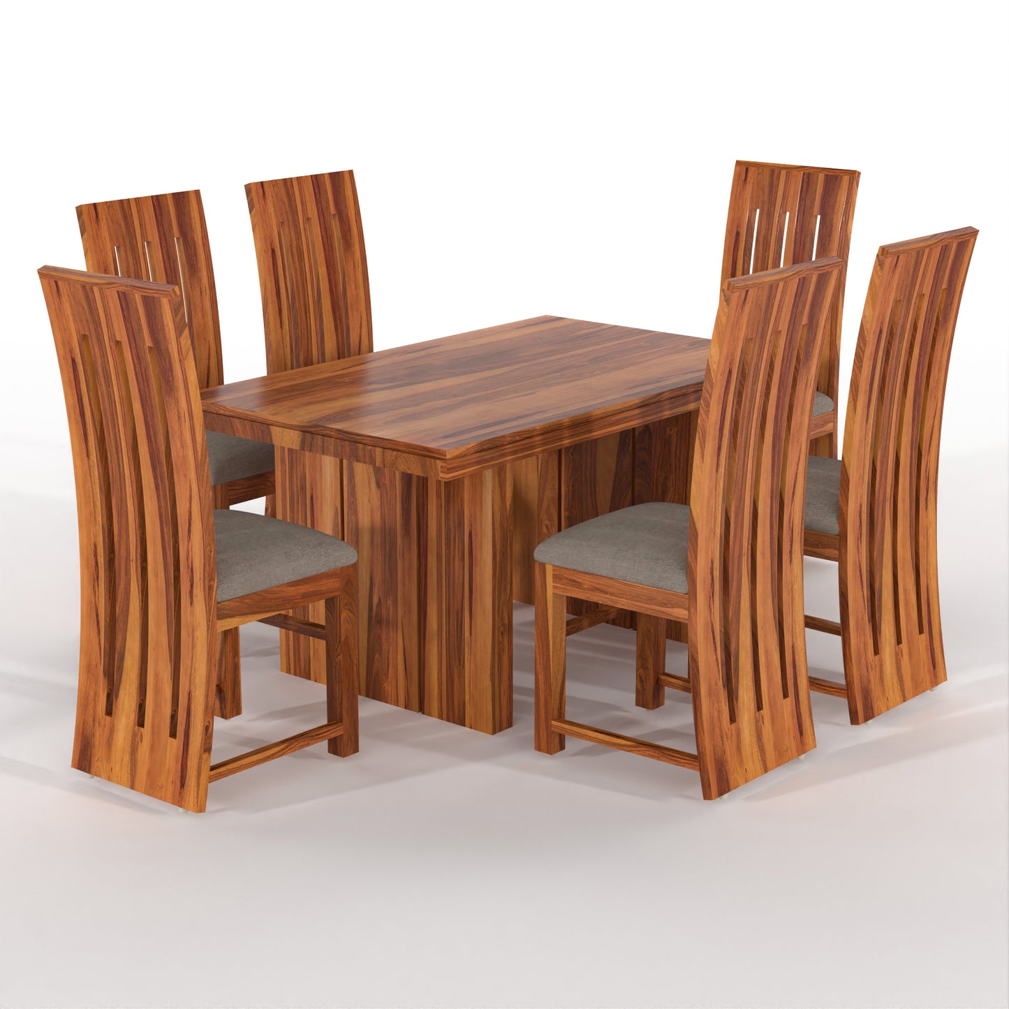 Zephora Hollo Sheesham Wood Dining Set 6 Seater (Honey Finish)