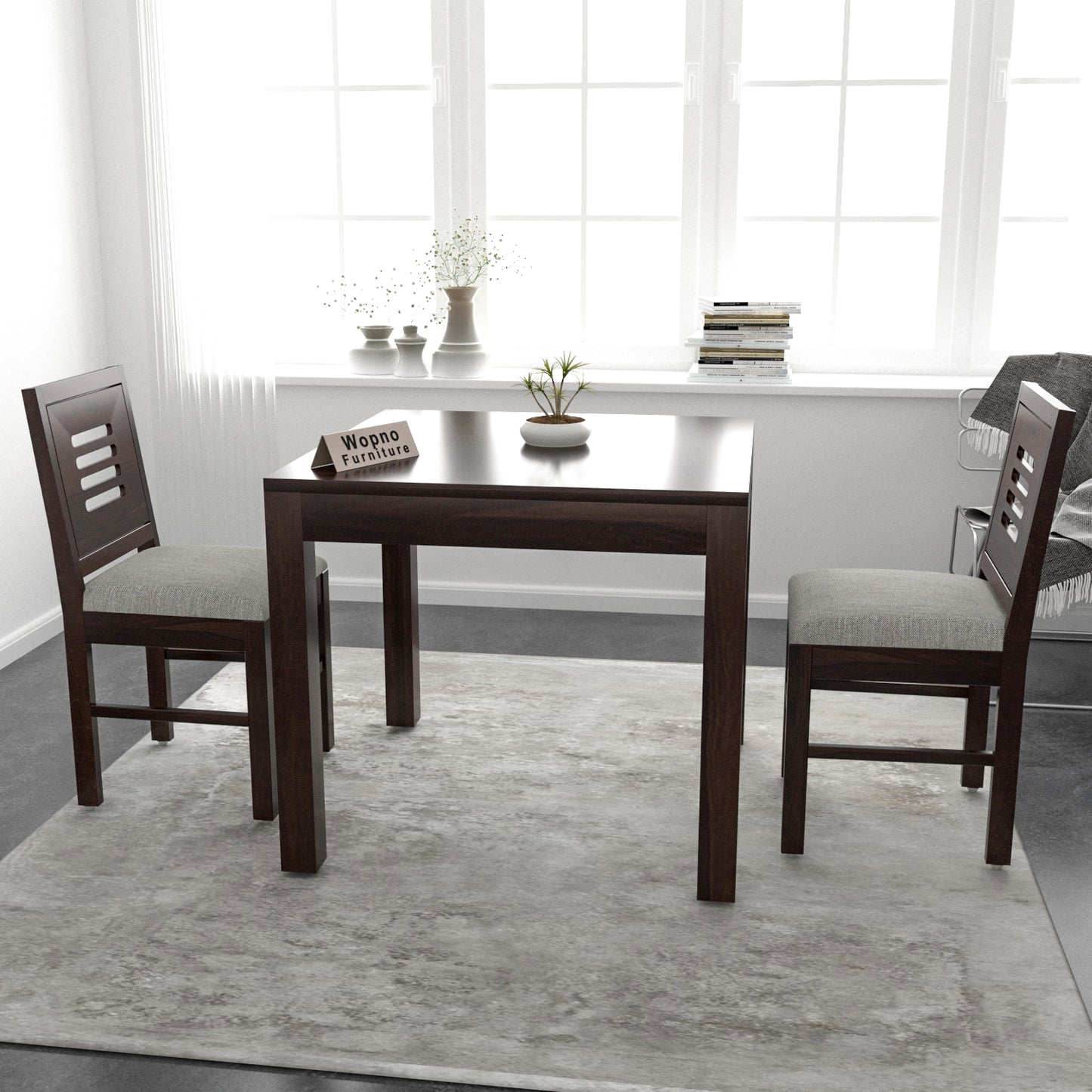 Solvian Sheesham Wood Dining Set 2 Seater (Walnut Finish)