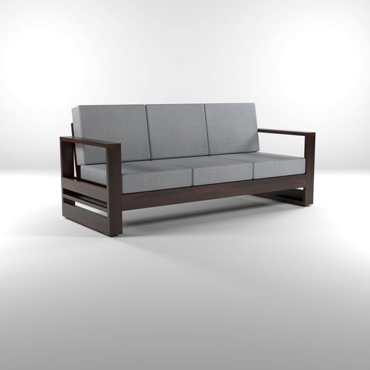 Nivora Sheesham Wooden 3 Seater Sofa Set (Walnut Finish)