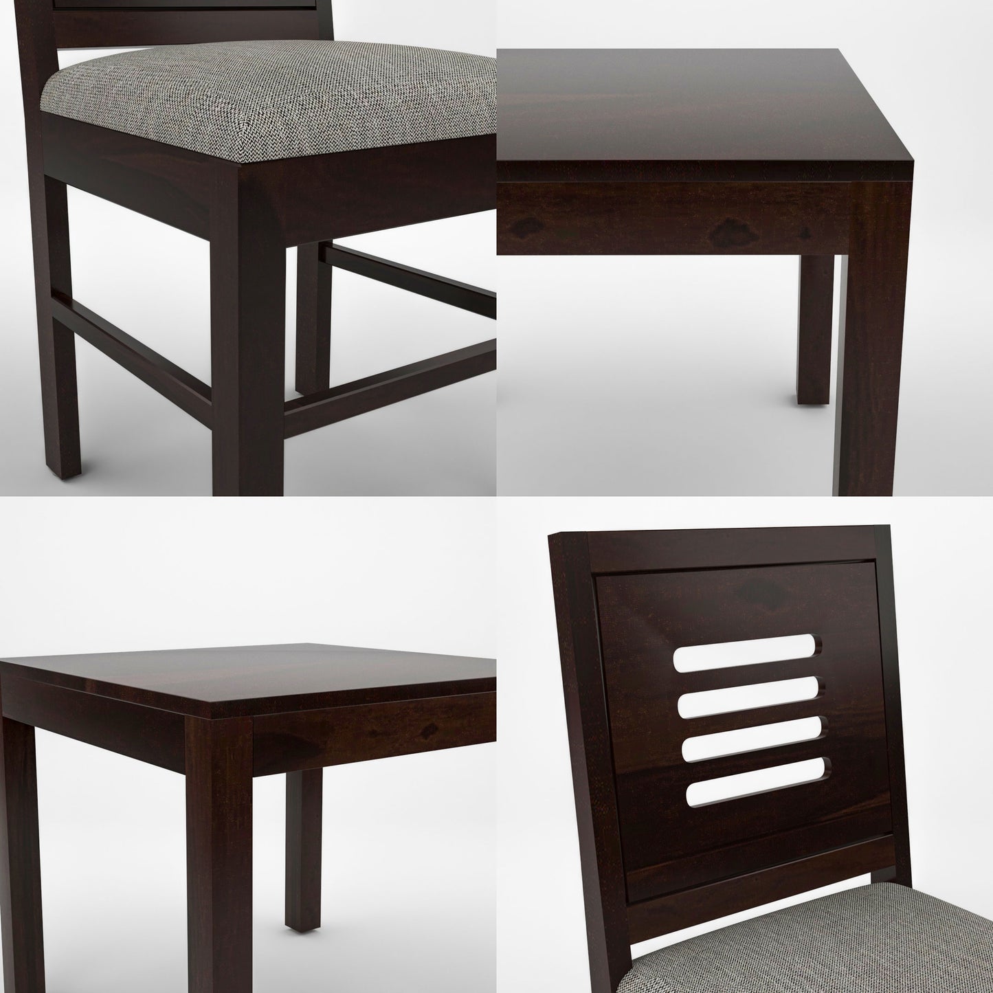 Solvian Sheesham Wood Dining Set 4 Seater With Bench (Walnut Finish)