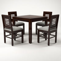 Solvian Sheesham Wood Dining Set 4 Seater 34x34x30 (Walnut Finish)