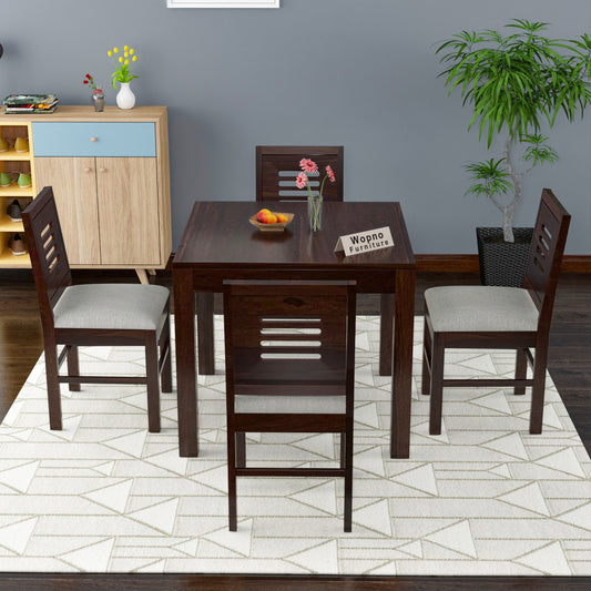 Solvian Sheesham Wood Dining Set 4 Seater 34x34x30 (Walnut Finish)