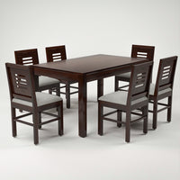 Solvian Sheesham Wood Dining Set 6 Seater (Walnut Finish)
