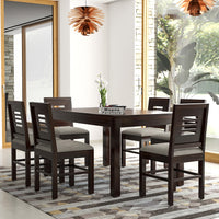 Solvian Sheesham Wood Dining Set 6 Seater (Walnut Finish)