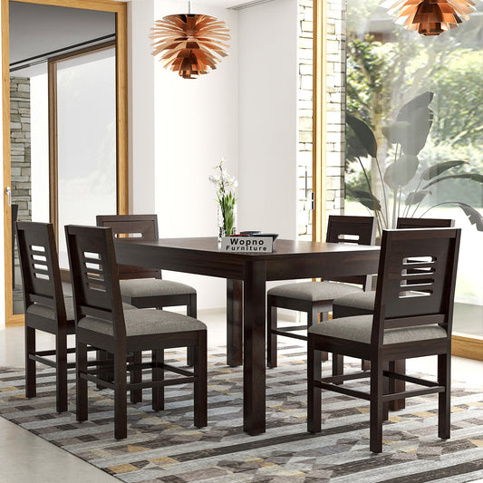 Solvian Sheesham Wood Dining Set 6 Seater (Walnut Finish)