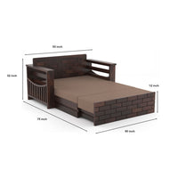 Bralor Solid Sheesham Wooden 2 Seater Sofa Cum Bed (Walnut Finish)