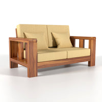 Zyvora 2 Seater Solid Wood Sofa (Honey Finish)