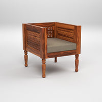 Sovric Solid Sheesham  Wooden 5 Seater Sofa Set (Honey Finish )