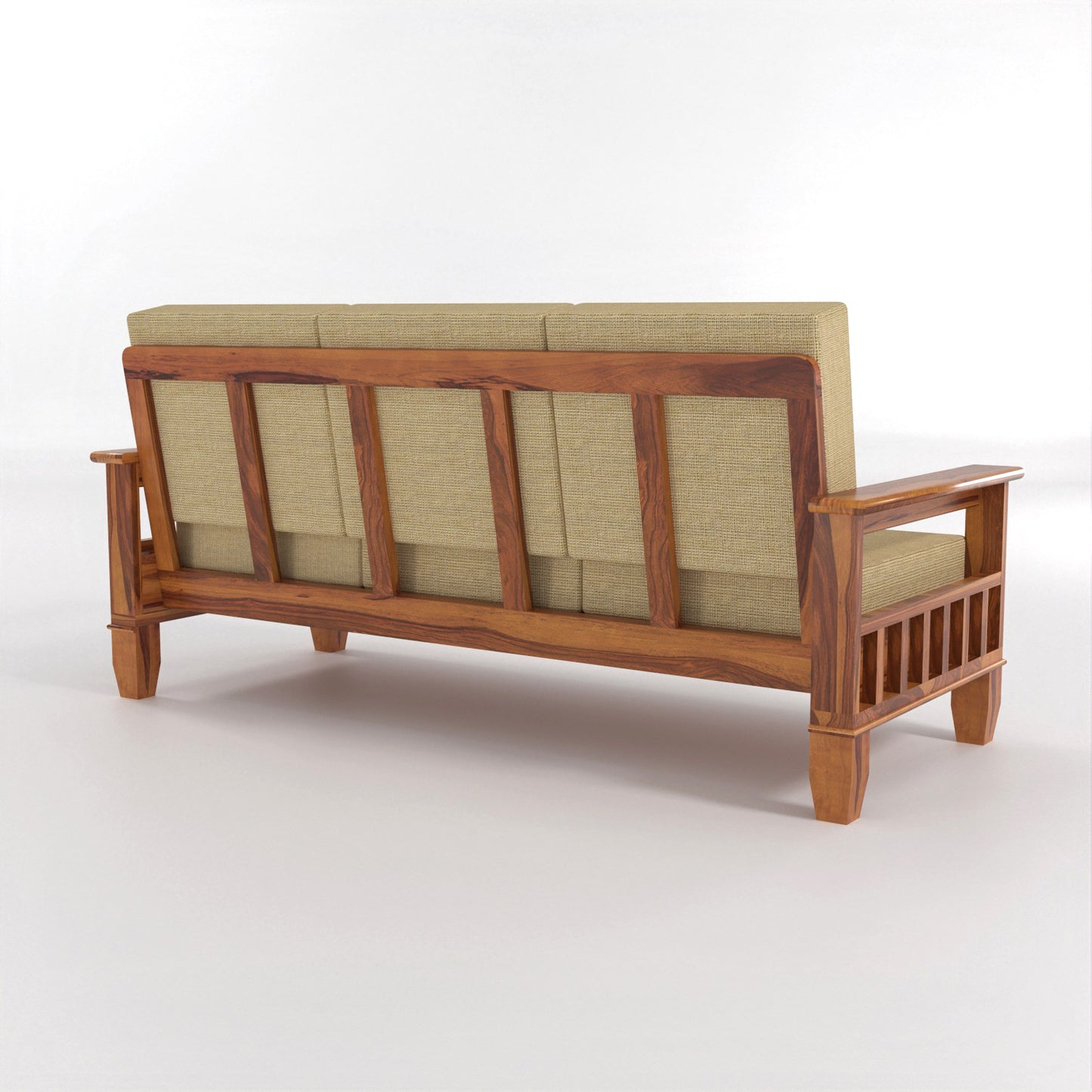Trivralionel 6  Seater Solid Sheesham Wood Sofa Set 3+2+1 (Honey Finish)