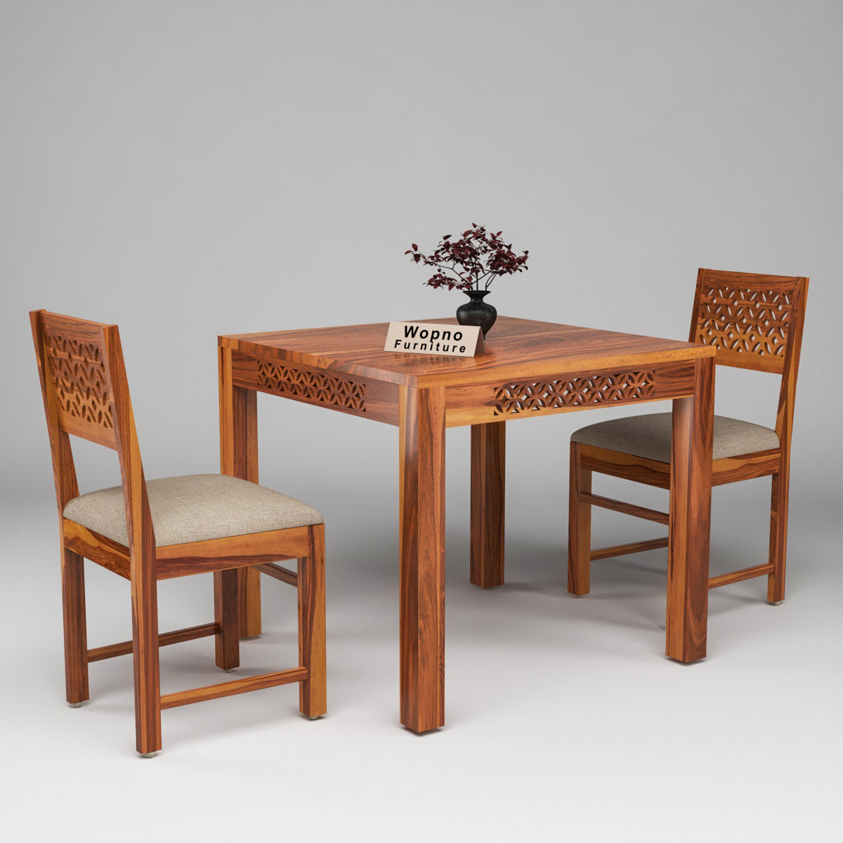 Velora Sheesham Wood Dining Set 2 Seater (Honey Finish)