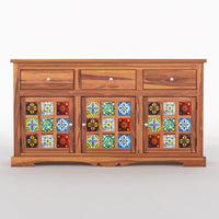 Pivra  Solid Sheesham Wood Sideboard and Cabinets (Honey Finish)