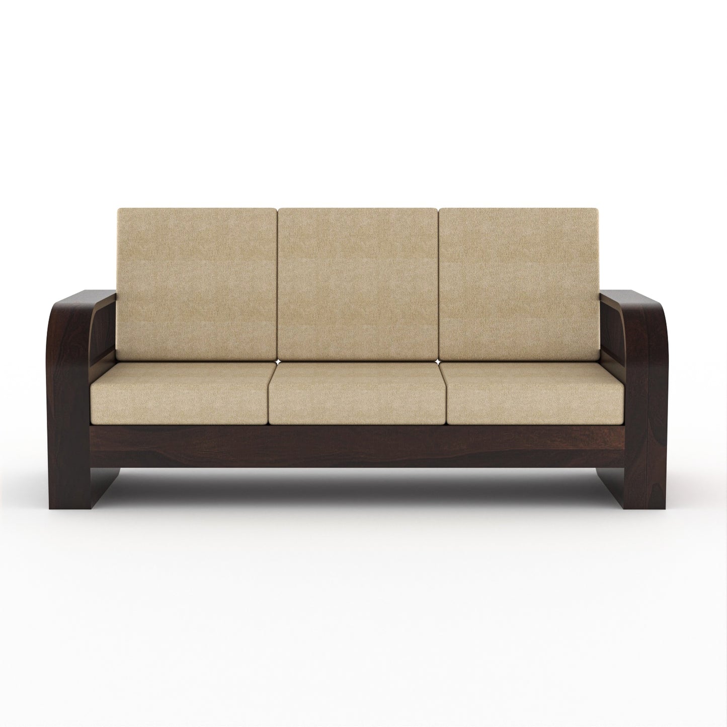 Curve 3 Seater Solid Wood Sofa (Walnut Finish)