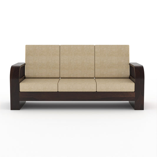 Curve 3 Seater Solid Wood Sofa (Walnut Finish)