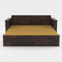 Zelric Solid Sheesham Wooden 3 Seater Sofa Cum Bed  (Walnut  Finish ) Cushion -color:(Beige)