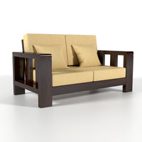 Zyvora 2 Seater Solid Wood Sofa (Walnut Finish)