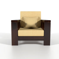 Zyvora 1 Seater Solid Wood Sofa (Walnut Finish)