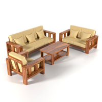 Zyvora 6 Seater Solid Wood Sofa (Honey Finish)