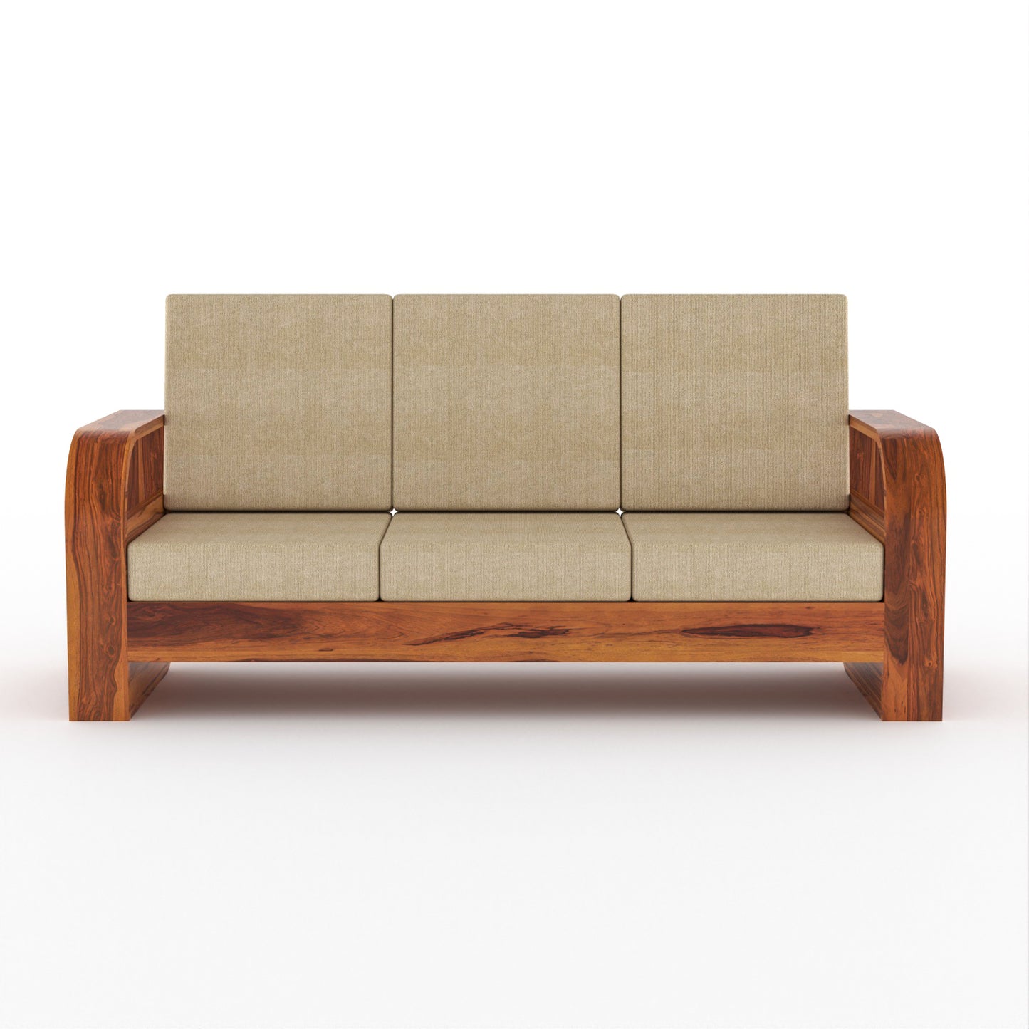 Curve 6 Seater Solid Wood Sofa (Honey Finish)