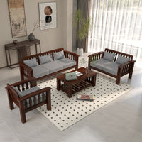 Raiden 6 Seater Solid Wood Sofa (Walnut Finish)