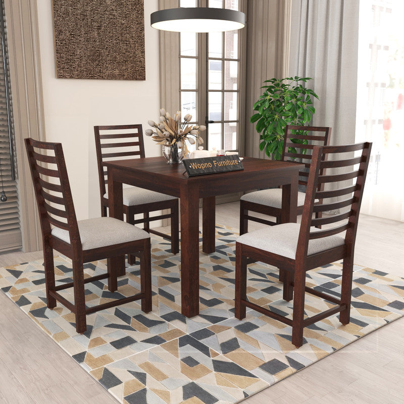 Lorveth Sheesham Wood Dining Set 4 Seater 34x34x30 (Walnut Finish)