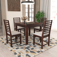 Lorveth Sheesham Wood Dining Set 4 Seater 34x34x30 (Walnut Finish)