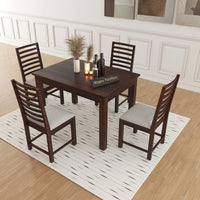 Lorveth Sheesham Wood Dining Set 4 Seater 45x45x30 (Walnut Finish)
