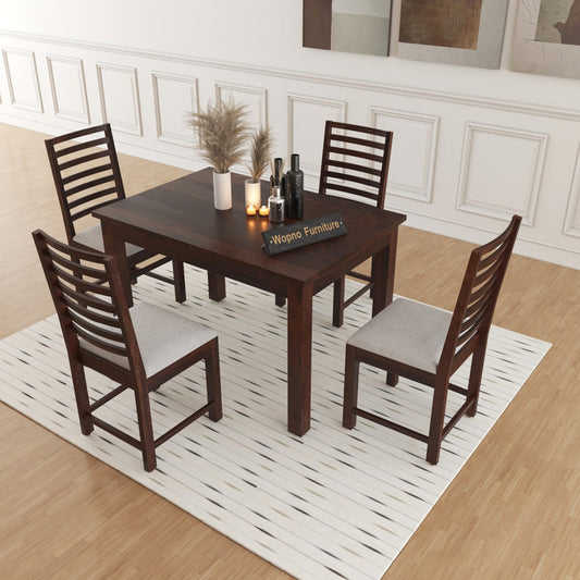 Lorveth Sheesham Wood Dining Set 4 Seater 45x45x30 (Walnut Finish)