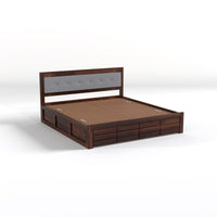 Voilmieth Sheesham Wood Queen Size Bed With Storage (Walnut Finish)