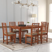 Lorveth Sheesham Wood Dining Set 6 Seater (Honey Finish)