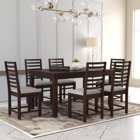 Lorveth Sheesham Wood Dining Set 6 Seater (Walnut Finish)