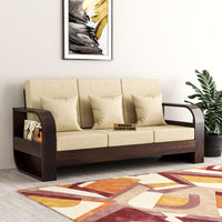 Curve 3 Seater Solid Wood Sofa (Walnut Finish)