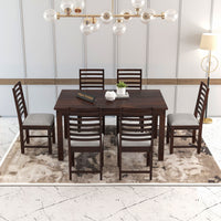 Lorveth Sheesham Wood Dining Set 6 Seater (Walnut Finish)