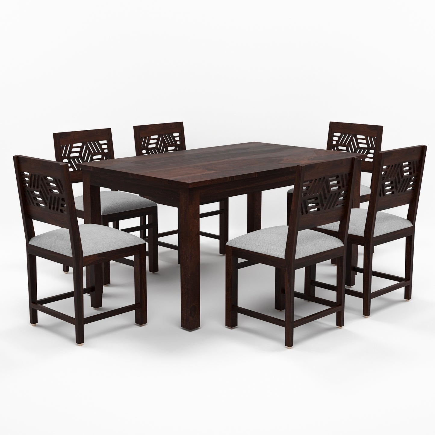 Morvex Sheesham Wood Dining Set 6 Seater (Walnut Finish)