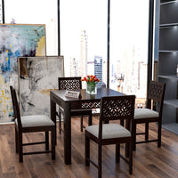 Velora Sheesham Wood Dining Set 4 Seater (Walnut Finish)
